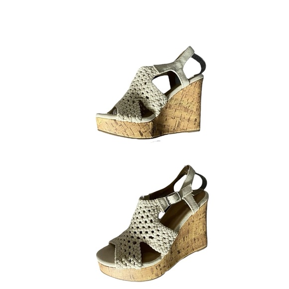 SO Taffy Natural Woven Braided Cork Wedge Heel Women's Sandals - Size 6 - Picture 5 of 8